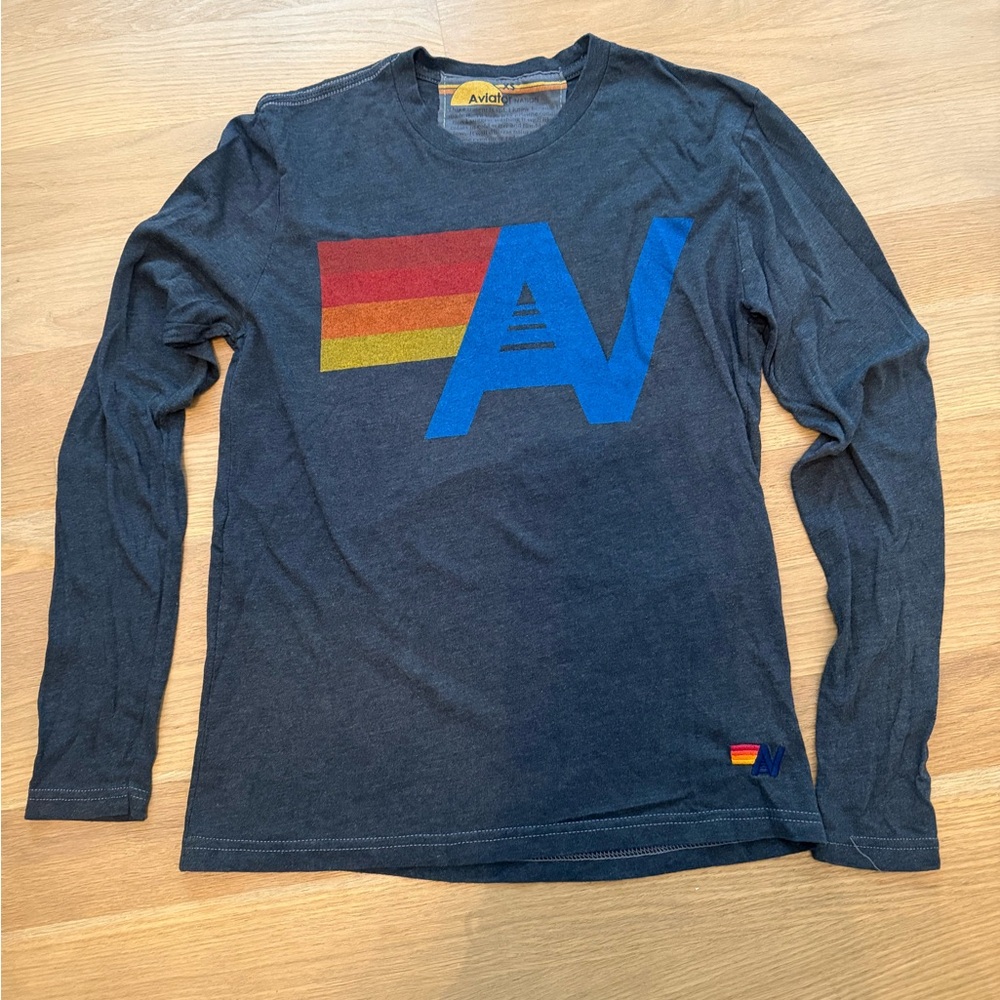 Aviator Nation Dark Gray Long Sleeve with Colorful Logo